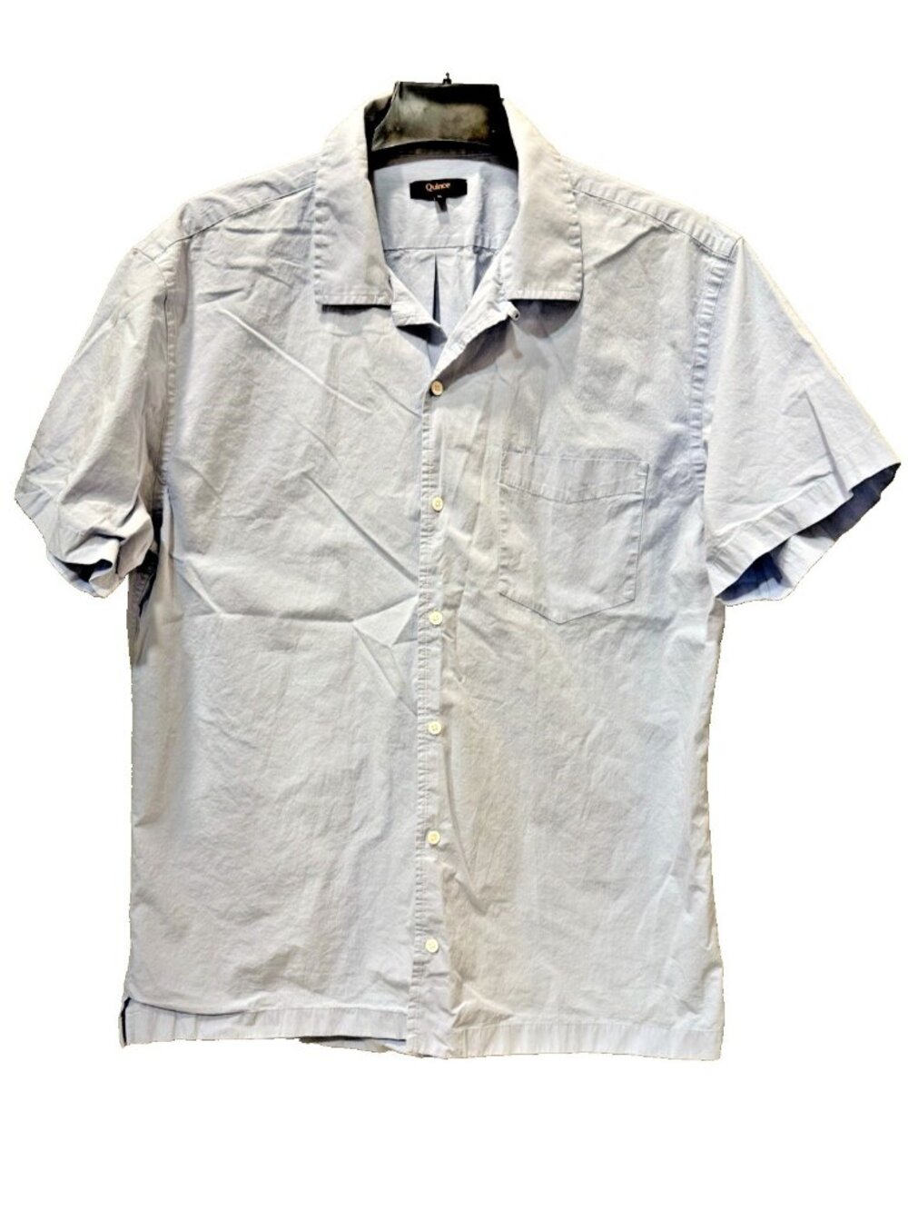 Quince Organic Cotton Stretch Poplin Camp Shirt Light Blue Men XL Preppy Casual
